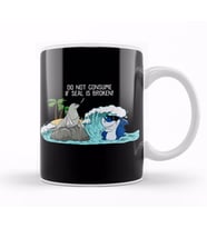 Funny Do Not Consume If Seal Is Broken Seal Shark Kupa Bardak Porselen
