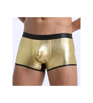 Fantezi Deri Görünümlü Çekici Altın Erkek Boxer Tanga – iyimor