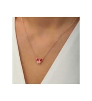 925 Ayar Gümüş Rose Minimal Kelebek Kadın Kolye