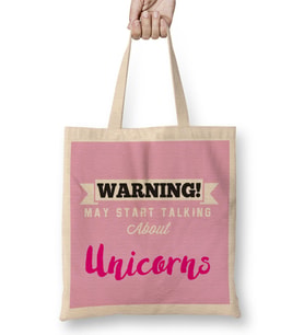 Warning May Start Talking About Unicorns Bez Çanta Uzun Saplı
