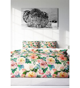 Çift Kişilik ( Lastikli Çarşaflı ) %100 Pamuk Saten Nevresim Takımı Flower Spring