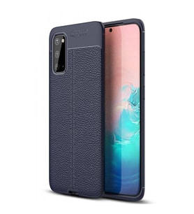Samsung Galaxy S20 Deri Görünümlü Silikon Lacivert