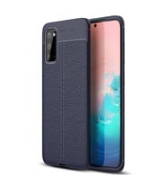 Samsung Galaxy S20 Deri Görünümlü Silikon Lacivert