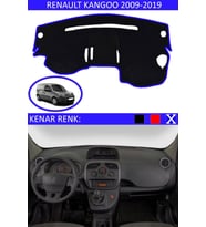 Renault Kangoo 2009-2019 Için Uygun Torpido Koruma Halısı Siyah Kenar Renk Mavi