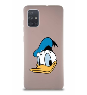 Samsung Galaxy A71 Soft Premier Kapak Donald Duck-B Tasarımlı Silikon Kılıf - Pudra (Şeffaf)