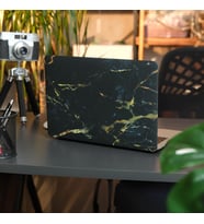 MacBook Air 13.3 İnç Kılıf A1932 A2179 A2337 M1 Uyumlu Sert Kapak Hard Case Koruyucu Mermer Desenli İnce Hafif Laptop Kılıfı Siyah