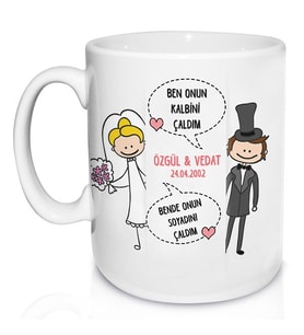 Kişiye Özel Gelin ve Damat Kupa Bardak