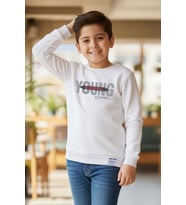 Breeze Erkek Çocuk Sweatshirt Yazı Baskılı 8-14 Yaş, Beyaz
