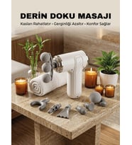 8 Başlıklı Şarjlı Masaj Tabancası 6 Kademeli Hız Ayarlı Derin Doku Kas Masaj Aleti