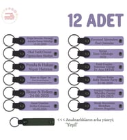 Lise Sınıflarına Anlamlı Bir Mezuniyet Hatırası 12'li Set, Anı Anahtarlığı, Mor Menekşe & Yeşil (Lila - Mor)