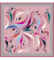 Abstract Desen Black Seri Twill Eşarp Eşarp Askısı ile Birlikte 90x90 cm Pembe G