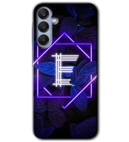 Galaxy A55 Kılıf HD Desen Baskılı Kılıf - Dark Neon Yaprak E Harfi