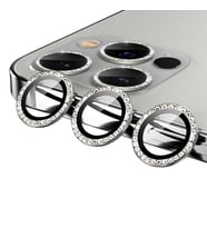 Apple iPhone 12 Pro CL-06 Elmas Taş Tasarımlı Kamera Lens Koruyucu (Gümüş)