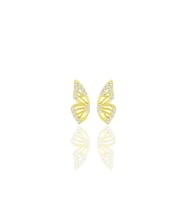 Gümüş altın yaldızlı zirkon taşlı özel tasarım kelebek küpe SGTL12261GOLD