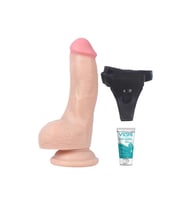 16 cm Belden Bağlamalı Gerçekçi Dokuda Yapay Dildo+Jel
