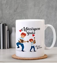 Kişiye Özel Müzisyen Baba Tasarımlı Beyaz Kupa