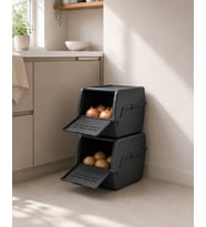 2'li Mini Patates Soğan Sepeti Antrasit 16 L (2x8L) - İstiflenebilir Sebzelik