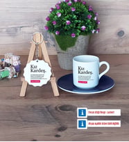 Kız Kardeş Türk Kahvesi Fincanı Lacivert ve Ahşap Anahtarlık Hediye (Model 1)