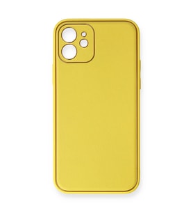 iPhone 12 Kılıf Coco Deri Silikon Kapak - Sarı