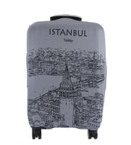 (My#80 Galata Karakalem) VALİZ İÇİN KILIF (Gri)