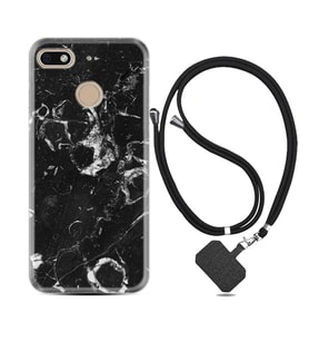 General Mobile GM8 Go GM9 GM20 Pro Plus Kılıf Boyun Askılı Silikon Black Hole Marble 1387