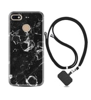 General Mobile GM8 Go GM9 GM20 Pro Plus Kılıf Boyun Askılı Silikon Black Hole Marble 1387