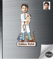 Kişiye Özel Veteriner Hekim Erkek Ahşap Magnet -1