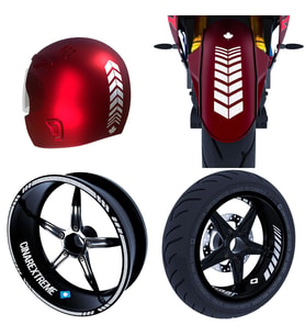 Moto Rider 4'lü Sticker Seti Reflektif Gri İç Dış Jant Şeridi Kask ve Çamurluk Ç