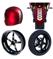 Moto Rider 4'lü Sticker Seti Reflektif Gri İç Dış Jant Şeridi Kask ve Çamurluk Ç