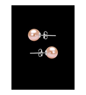 925 Ayar Gümüş Pembe İnci Küpe 10 mm