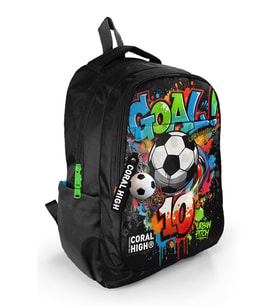 Coral High Kids Siyah Goal Desenli Üç Bölmeli Okul Sırt Çantası 33253