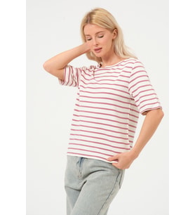 Kadın Çizgili Tişört Oversize T-shirt