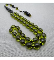 Emine REŞVANİ Usta Özel İşçilikli Halkalı İmame Yeşil Ateş Kehribar Tespih