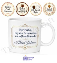 Premium Baba Yazılı Lüks Tasarım Kupa Bardak Babalar Günü Hediyesi