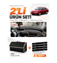 MAZDA 626 CRONOS (1991-1996) Uyumlu Torpido Örtüsü + Deri Bagaj Çantası + Sticker Seti - Siyah Bej