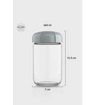 Renga Rhea 660 ml Bej Kapaklı Cam Kavanoz 131011 (Gri)
