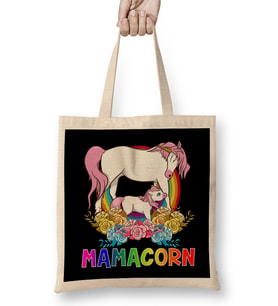 Cute Mamacorn Unicorn Mom Adorable Loving Mama Bez Çanta Uzun Saplı