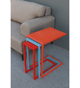 Adowan Renki Metal 3'lü C Zigon Sehpa (Çok Renkli)