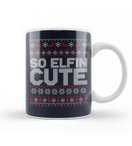 So Elfin Cute Christmas Knit Pattern Kupa Bardak Porselen