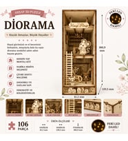 Mouse House Diorama Book Nook Ahşap Maket Seti – DIY Miniatür Fare Evi Peri LED'li Kitaplık Dekoru