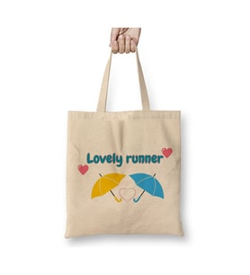 Lovely Runner K-Drama Beyaz Bez Çanta Uzun Saplı Alışveriş Çantası Plaj Çantası