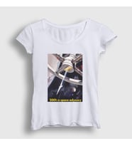 Presmono Kadın Beyaz Space Station Film 2001 A Space Odyssey T-Shirt 241858tt
