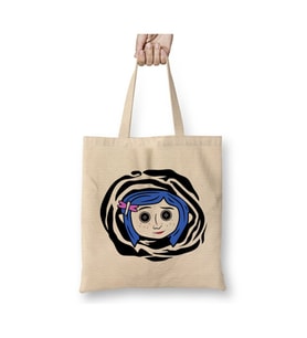 Coraline Jones 09 Bez Çanta Uzun Saplı Alışveriş Çantası Plaj Çantası (Beyaz)