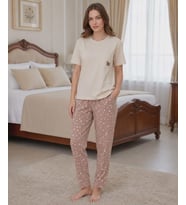 Mihra Kadın Compakt Penye Bisiklet Yaka Kısa Kol İnce Pijama Takımı 90791K - 1 Adet