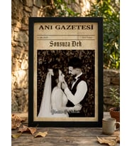 Stüdyo 14 Kişiye Özel Retro Anı Gazetesi Kolajlı Çerçeveli Tablo -Sevgiliye Arkadaşa Hediye