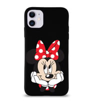 Apple iPhone 11 Uyumlu Lansman Kılıf Minnie Mouse Tasarımlı Altı Kapalı İçi Kadife Kaplı  Kapak (Şeffaf)