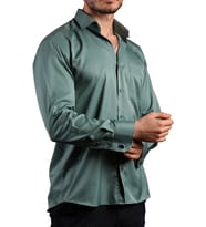 Haki Yeşil Klasik Kesim Micro Kumaş Kol Düğmeli Regular Fit Erkek Gömlek - 190-19