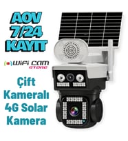 İcsee 4g Solar Çift Lens Kamera Aov Sürekli Kayıt (Siyah Beyaz)