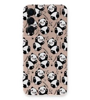Samsung Galaxy S22 Uyumlu Lansman Kılıf Panda Tasarımlı İçi Kadife Kapak-Pudra (Şeffaf)