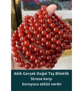 Nelleovana Akik Gerçek Doğal Taş Bileklik ( Strese Karşı Koruyucu Etkisi Vardır ) 8 Mm